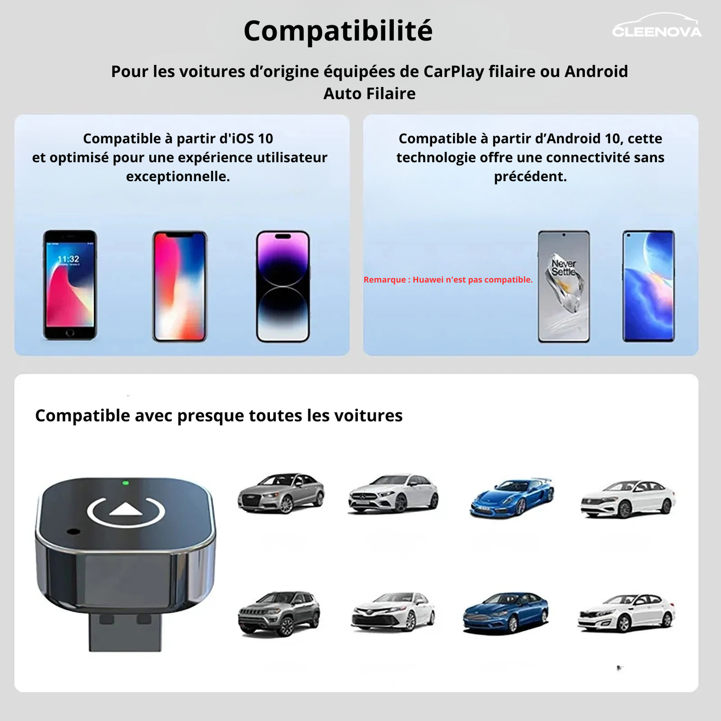 CarPlay et Android Auto Sans Fil